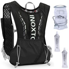 Sport Hydration Vest Running Backpack with 15oz 50oz Water Bladder Adjustable Strap Storage Bag for Trail Running Marathon Race Hiking (Option: WaterVestPackBlack)
