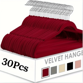 Velvet hanger(30pack) (Color: Red)